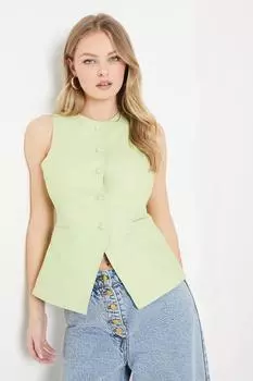 Приталенный льняной жилет с высоким воротником Oasis, зеленый