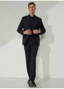 Приталенный мужской костюм темно-синего цвета с нормальной талией Brooks Brothers