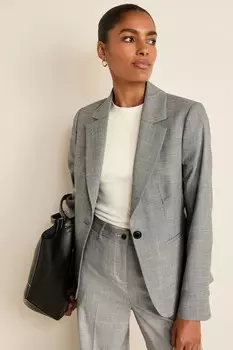 Приталенный однобортный пиджак Next, серый