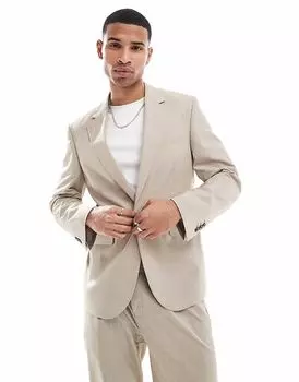 Приталенный пиджак ASOS DESIGN в нейтральных тонах цвета щенячьей лапки