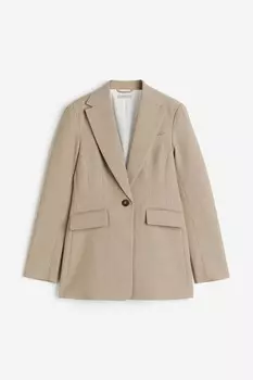 Приталенный пиджак H&M, бежевый
