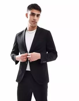 Приталенный пиджак из джерси Jack & Jones черного цвета