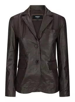 Приталенный пиджак из натуральной кожи на 2 пуговицах TruClothing, коричневый