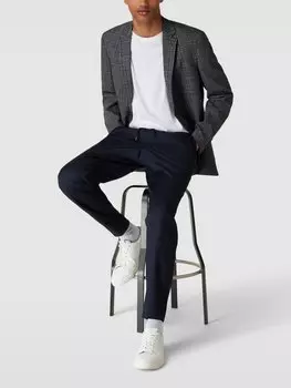 Приталенный пиджак на 2 пуговицах с узором «тартан» SELECTED HOMME, темно-синий