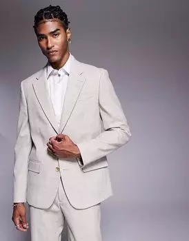 Приталенный пиджак River Island в бежевую клетку