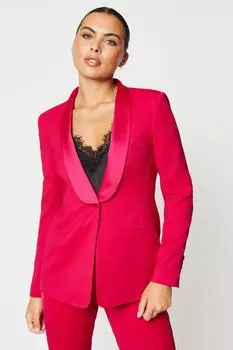 Приталенный пиджак с атласными деталями от края до края Coast, розовый