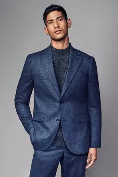 Приталенный пиджак в клетку с начесом Next, синий