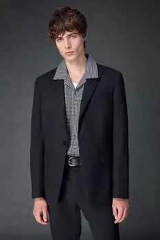 Приталенный пиджак в полоску с текстурой Next, черный