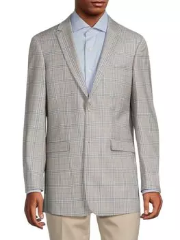 Приталенный шерстяной пиджак в клетку Douglas & Grahame, бежевый