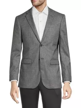 Приталенный шерстяной пиджак в клетку Douglas & Grahame, серый