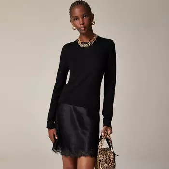 Приталенный свитер Carolyn с круглым вырезом из мериносовой шерсти J.Crew, черный