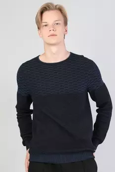Приталенный свитер с овальным вырезом горловины Colin'S, синий