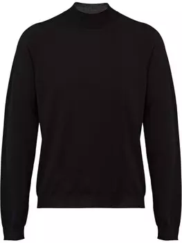 Приталенный свитер с высоким воротником Prada, черный