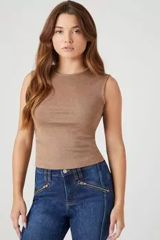 Приталенный топ без рукавов Forever 21, коричневый