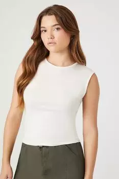 Приталенный топ без рукавов Forever 21, кремовый
