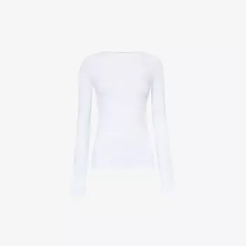 Приталенный топ из эластичной ткани с фирменным принтом Falke Ergonomic Sport System, белый