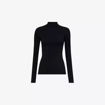Приталенный топ из эластичной ткани с фирменным принтом Falke Ergonomic Sport System, черный