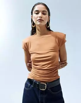 Приталенный топ оранжево-рыжего цвета ASOS со сборками по бокам