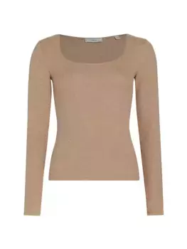 Приталенный топ с круглым вырезом Vince, цвет hazel cream