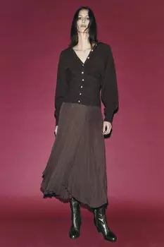 Приталенный вязаный кардиган ZARA, коричневый