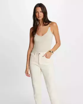 Приталенный женский топ с металлизированными аппликациями на бретелях Morgan, бежевый