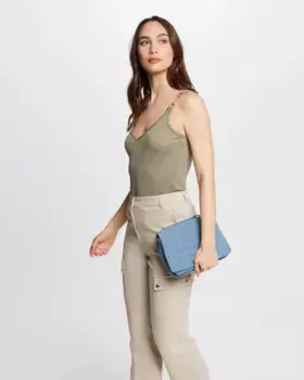 Приталенный женский топ с металлизированными аппликациями на бретелях Morgan, цвет Kaki