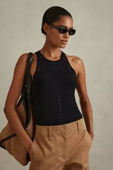 Приталенный жилет Cammi с вырезами Reiss, черный