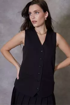 Приталенный жилет длинного кроя Threadbare, черный