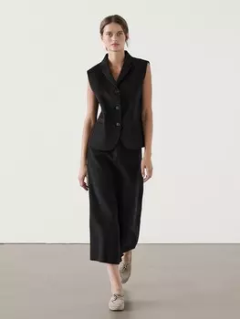 Приталенный жилет из смеси шерсти Massimo Dutti, серый