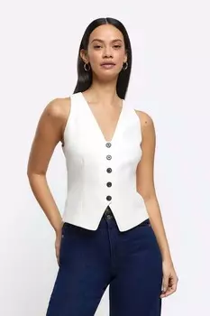 Приталенный жилет с пуговицами спереди River Island, бежевый