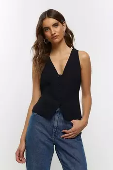 Приталенный жилет с пуговицами спереди River Island, черный