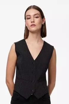Приталенный жилет в рубчик Pieces, черный