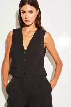 Приталенный жилет застегивающийся на пуговицы Lipsy, черный