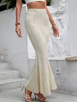 Priv Юбка «рыбий хвост», водная рябь, фактурная Shein, абрикосовый