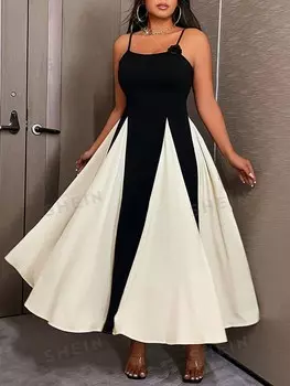 Priv Платье без рукавов больших размеров, графический узор, черно-белое Shein, черно-белый