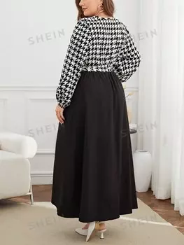 Priv Платье больших размеров, талия на шнурке, с запахом «гусиные лапки» Shein, мультиколор