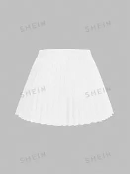 Priv Повседневные однотонные шорты больших размеров со складками Shein, белый