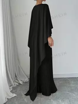 Priv Простая, красивая Однотонная шаль для повседневного Женского использования Shein, черный