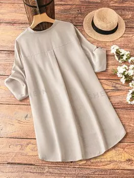 Priv Весенняя рубашка больших размеров с текстурированным вырезом и пуговицами Shein, абрикосовый