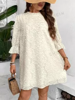 Priv Женские платья больших размеров со плиссированными краями Shein, абрикосовый