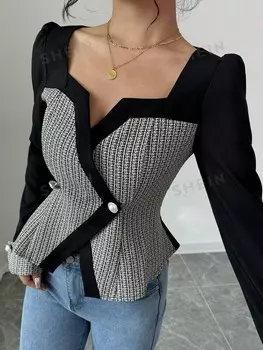 Priv Женский кардиган с длинными рукавами, разные цвета, нашивка Shein, черный