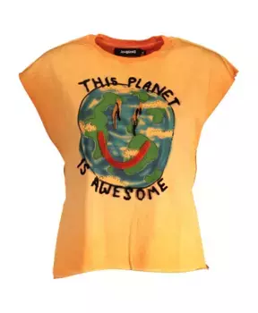 Привлекательная футболка с контрастным принтом Desigual, оранжевый