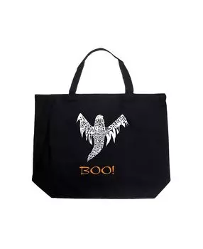 Призрак Хэллоуина — большая сумка-тоут Word Art LA Pop Art, черный