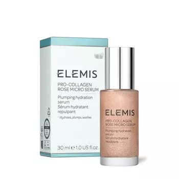 Pro-Collagen Rose Micro Serum Увлажняющая сыворотка для придания упругости, успокоения и питания кожи - уменьшает тонкие линии и морщины, Elemis