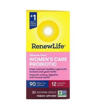 Пробиотик Women's Care для женщин, 90 млрд живых культур, 30 капсул, Renew Life