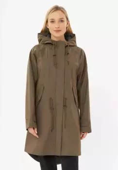 Прочная куртка от дождя и грязи "Traveby Friese Leo", с принтом внутри по всей поверхности, водоотталкивающая, ветронепроницаемая, с капюшоном Derbe, шоколадный