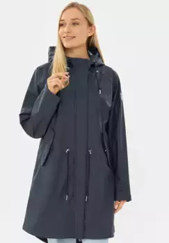 Прочная куртка от дождя и грязи "Traveby Friese Flower", внутренний принт по всей поверхности, водоотталкивающая, ветронепроницаемая, капюшон Derbe, цвет морской волны