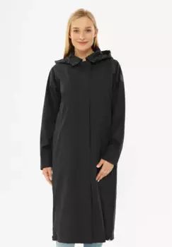 Прочный плащ "Coatby", водоотталкивающий, ветрозащитный, дышащий, капюшон, воротник Derbe, черный