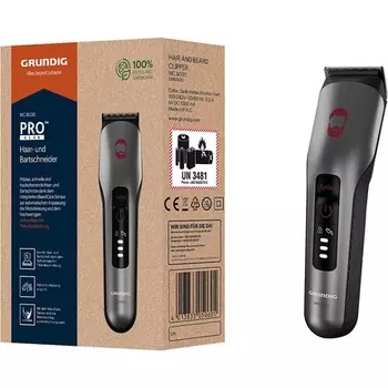 Proclub Mc 8030 Триммер для волос и бороды с датчиком ухода за бородой Технология титановых лезвий 2 гребня Для влажной и сухой уборки Темный матовый хром/красный, Grundig