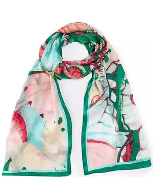 Продолговатый шелковый шарф Vince Camuto с крыльями бабочки, зеленый